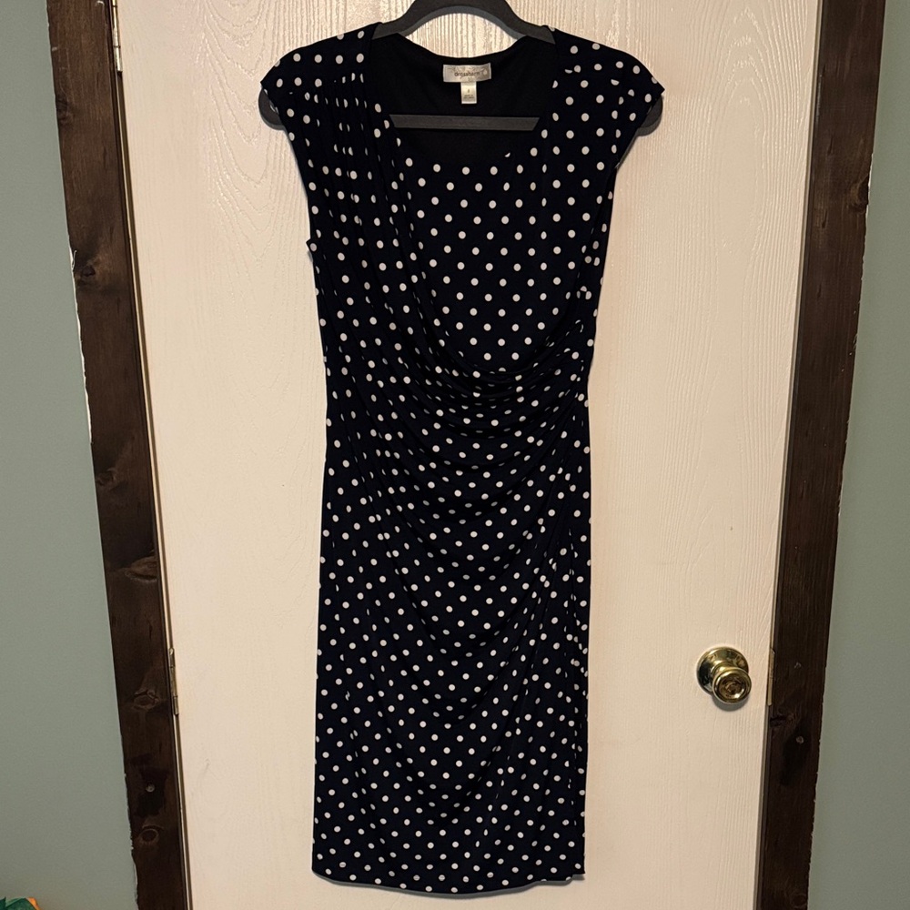 Elegant Navy and White Polka Dot Dress
